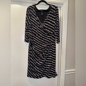 Lane Bryant Black and White Faux Wrap Dress
